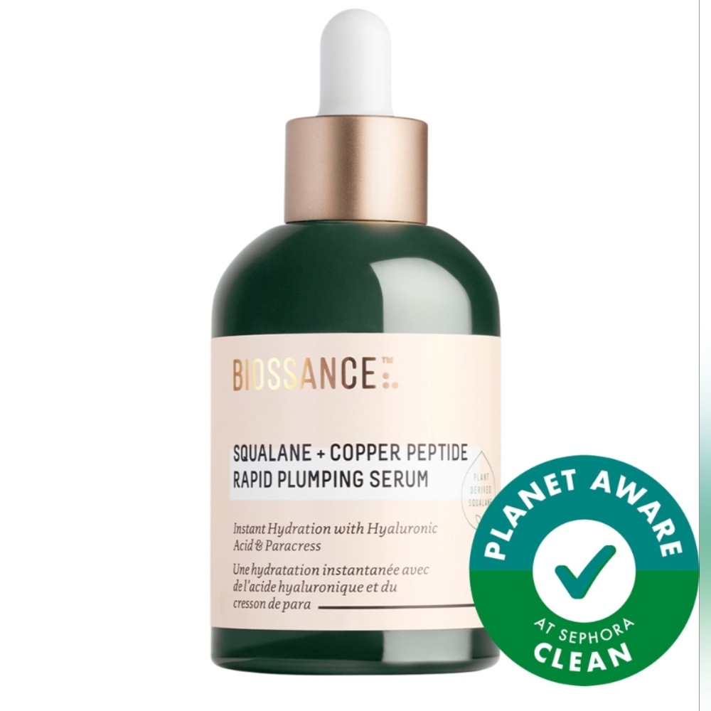 NEW Biossance Squalane + Copper Peptide Rapid Plumping Serum